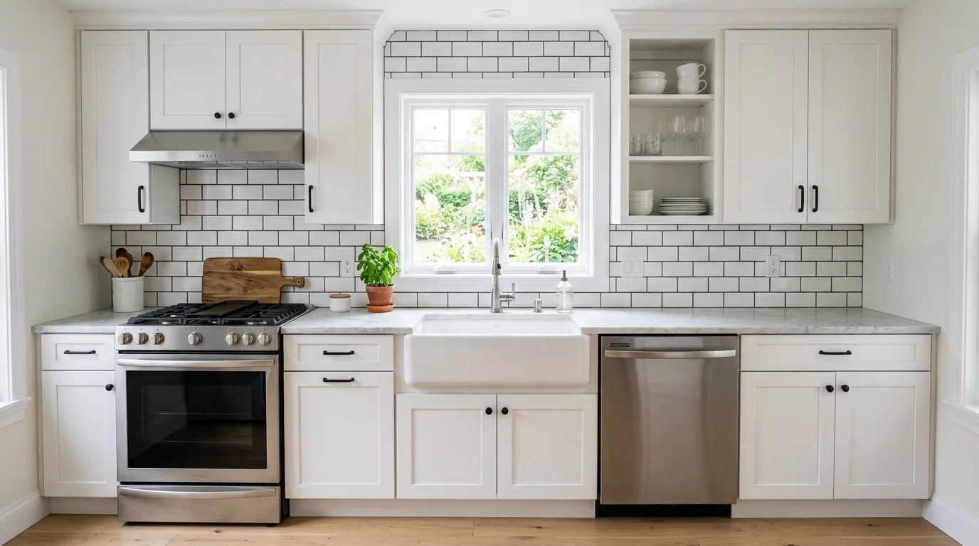 15 Beautiful Kitchen Backsplash Ideas with White Cabinets and Dark Grout
