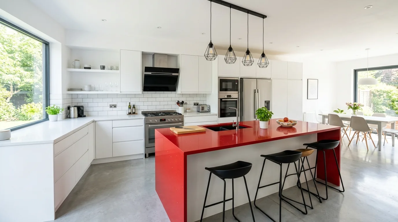 11 Bold Unique Red Countertop Kitchen Designs for a Pop of Color