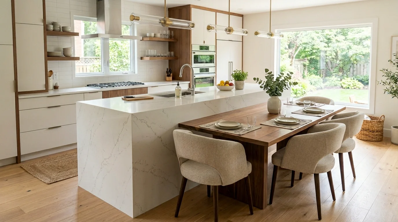 13 Complete Kitchen Island with Dining Table Designs for Family Meals