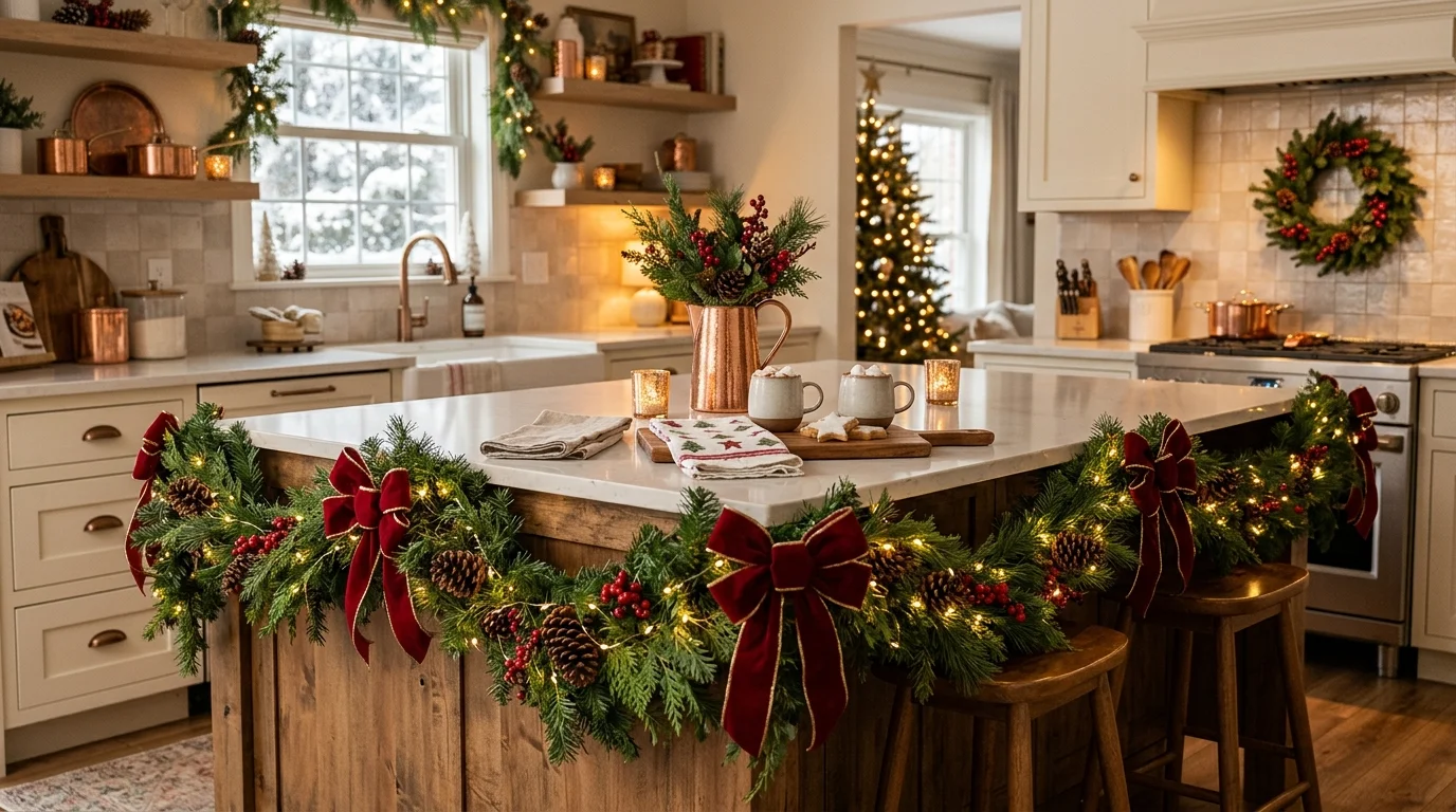 13 Festive Kitchen Island Christmas Decor Ideas for Holiday Hosting