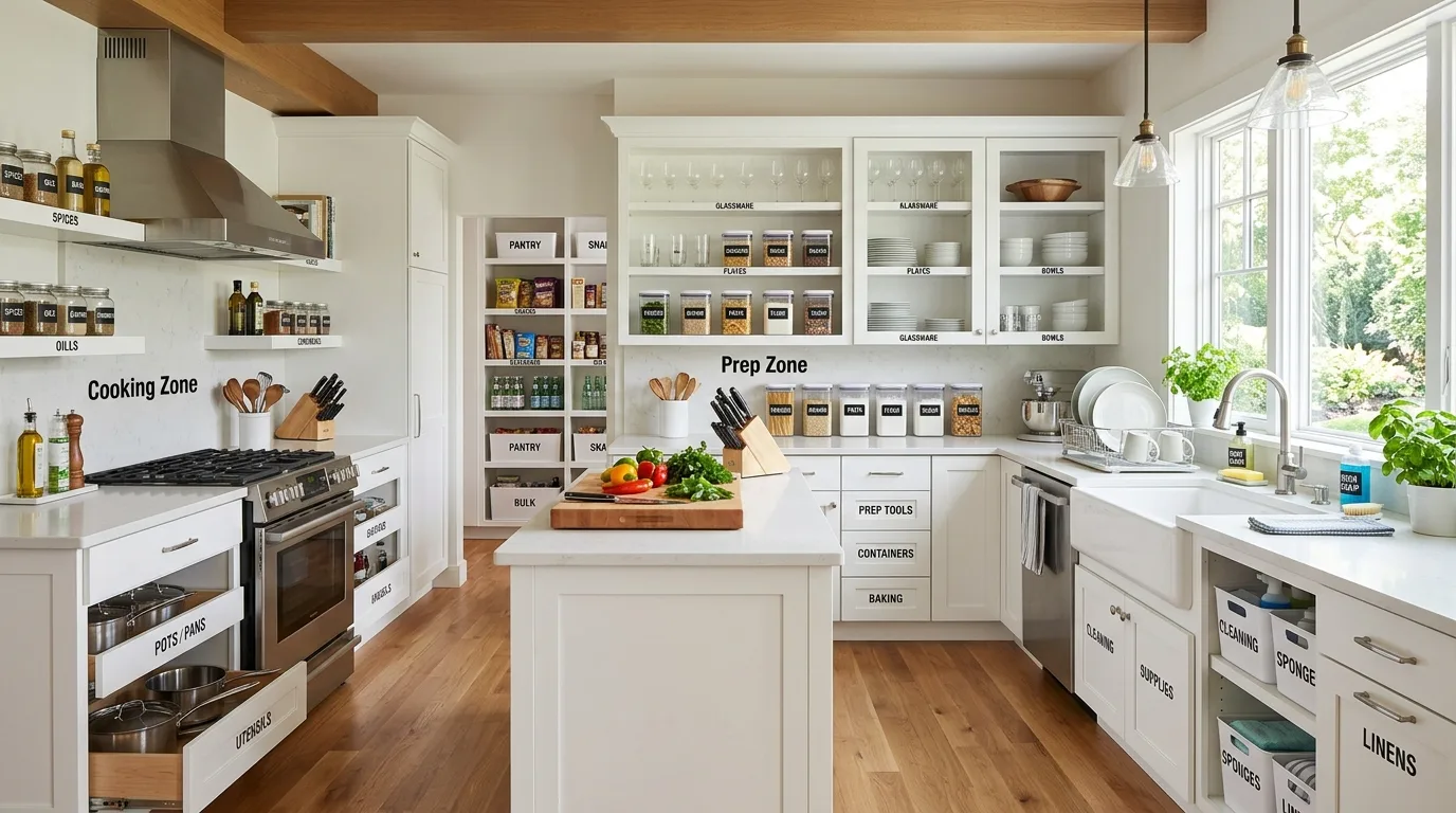 11 Logical Kitchen Cabinet Organization Layout Guide for Efficiency