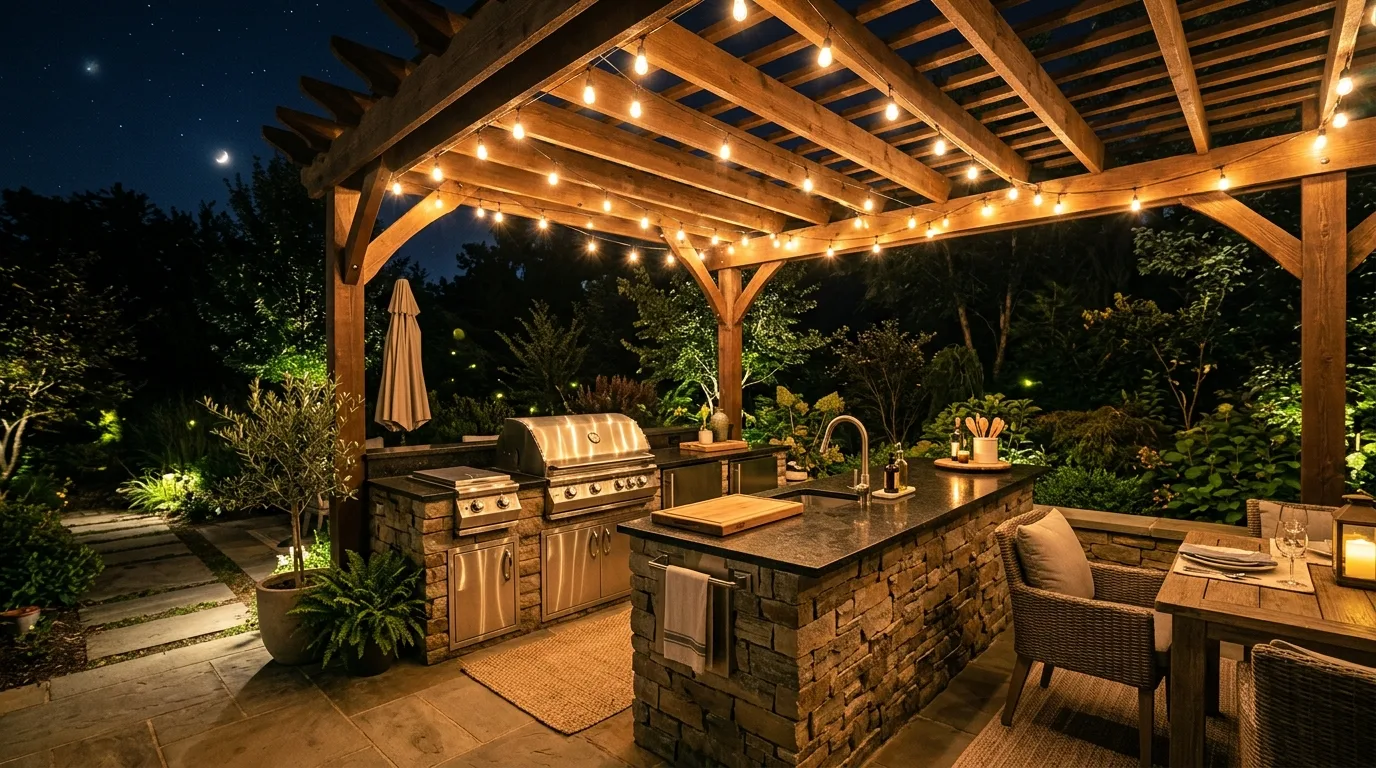 14 Magical Outdoor Kitchen Lighting Ideas for Evening Ambiance
