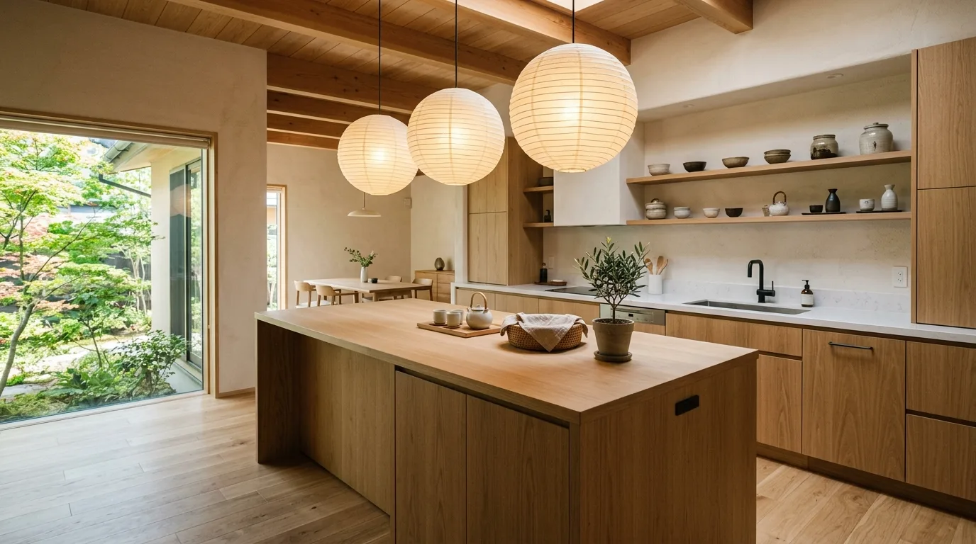 13 Minimalist Japandi Kitchen Lighting Ideas for a Soft Warm Glow