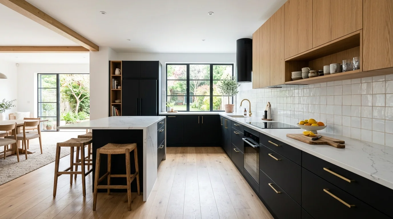 12 Striking Black and Neutral Kitchen Ideas for Balanced Contrast